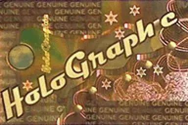 Muestra de material holográfico dorado, con brillo cálido de tipo metálico